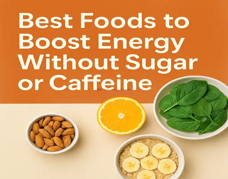 energy boosting foods like oats bananas spinach and almonds without sugar or caffeine