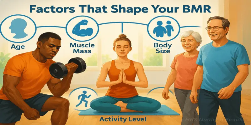 Diverse people exercising to calculate BMR and understand health factors