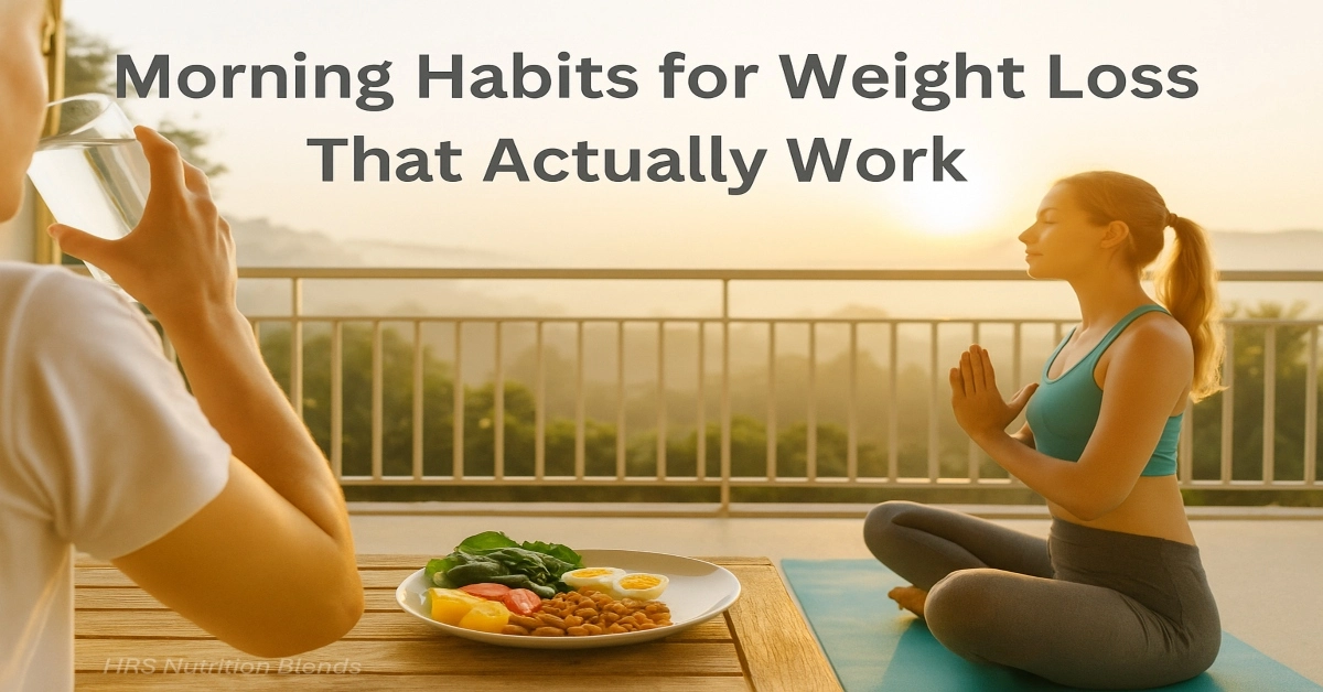 A serene morning with water, exercise, and healthy breakfast, morning habits for weight loss.